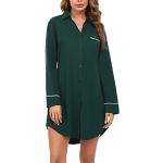Chemises de nuit longues vertes en coton Taille XL plus size look sexy pour femme 