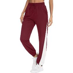 Doaraha Pantalon Jogging Femme Hiver 100% Coton Léger Confortable et Agréable à Porter Idéal pour Sport Yoga Pantalon de Sport Hiver,A Rouge,S