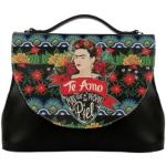 Sacs à main Dogo noirs en cuir synthétique en cuir Frida Kahlo vegan look fashion pour femme 