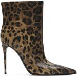 Bottines de créateur Dolce & Gabbana Dolce marron à effet léopard en cuir de veau léopard à talons aiguilles à bouts pointus Pointure 40 pour femme 