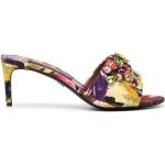 Sabots de créateur Dolce & Gabbana Dolce noirs à fleurs en cuir à bouts ronds Pointure 41 pour femme 