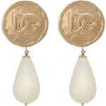 Boucles d'oreilles pendantes de créateur Dolce & Gabbana Dolce beiges à perles look fashion pour femme 