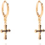Boucles d'oreilles croix de créateur Dolce & Gabbana Dolce jaunes en laiton 