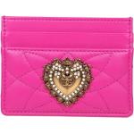 Porte-cartes en cuir de créateur Dolce & Gabbana Dolce roses en cuir à perles look fashion pour femme 