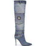 Chaussures montantes de créateur Dolce & Gabbana Dolce bleues patchwork à talons aiguilles à bouts pointus Pointure 41 pour femme 