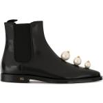 Boots Chelsea de créateur Dolce & Gabbana Dolce noires à perles à bouts pointus Pointure 38 pour femme en promo 