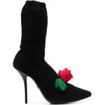 Bottines de créateur Dolce & Gabbana Dolce noires en cuir à bouts pointus Pointure 40 pour femme en promo 