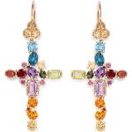 Boucles d'oreilles croix de créateur Dolce & Gabbana Dolce en or jaune 18 carats amethyste pour femme 