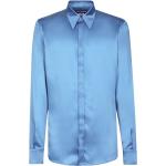 Chemises de créateur Dolce & Gabbana Dolce bleues en soie à manches longues pour homme 