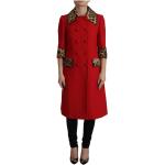 Trench coats de créateur Dolce & Gabbana Dolce rouges à effet léopard en laine à manches trois-quart Taille XS look fashion pour femme 