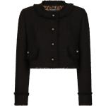 Vestes longues de créateur Dolce & Gabbana Dolce noires à effet léopard en tweed à franges à manches longues à col rond Taille 3 XL pour femme 