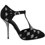 Escarpins talon aiguille de créateur Dolce & Gabbana Dolce noirs en cuir à strass à talons aiguilles Pointure 36,5 pour femme en promo 