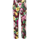 Pantalons de costume de créateur Dolce & Gabbana Dolce rouge bordeaux à fleurs à motif fleurs stretch Taille XL W42 pour femme 