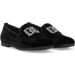 Chaussons de créateur Dolce & Gabbana Dolce noirs en velours à strass Pointure 38 pour femme 