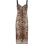 Robes à imprimés de soirée de créateur Dolce & Gabbana Dolce marron clair à effet léopard mi-longues sans manches à col en V Taille XS pour femme 