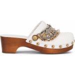 Sabots de créateur Dolce & Gabbana Dolce blancs en caoutchouc à perles en cuir à bouts ronds Pointure 37 pour femme en promo 