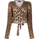 Pulls en laine de créateur Dolce & Gabbana Dolce marron à effet léopard à manches longues à col en V Taille XS pour femme 