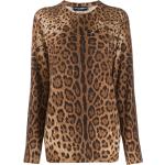 Pulls de créateur Dolce & Gabbana Dolce marron à effet léopard à mailles à manches longues à col rond Taille XS pour femme 