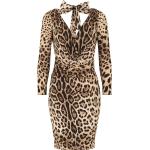 Robes de cocktail de créateur Dolce & Gabbana Dolce marron à effet léopard à col en V Taille XS pour femme 