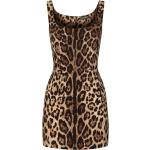 Robes de cocktail de créateur Dolce & Gabbana Dolce marron à effet léopard sans manches Taille XXL pour femme 