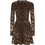 Robes de créateur Dolce & Gabbana Dolce marron à effet léopard à manches longues à manches longues à col rond Taille 3 XL pour femme 