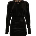 Robes en velours de créateur Dolce & Gabbana Dolce noires en velours à manches longues à col rond Taille XXL pour femme 