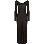 Robes longues de créateur Dolce & Gabbana Dolce noires à logo en viscose à manches longues longues à manches longues à col en V Taille XS pour femme 
