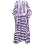 Robes longues mousseline de créateur Dolce & Gabbana Dolce violettes à rayures en soie avec noeuds longues à manches trois-quart pour femme 