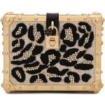 Sacs à main de créateur Dolce & Gabbana Dolce dorés à effet léopard en satin à sequins en cuir pour femme 