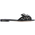 Sandales de créateur Dolce & Gabbana Dolce noires à strass en cuir à bouts ouverts Pointure 41,5 pour femme 