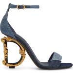Sandales à talons de créateur Dolce & Gabbana Dolce bleues patchwork à bouts ouverts Pointure 40,5 pour femme 