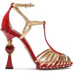 Sandales à talons de créateur Dolce & Gabbana Dolce rouges à motif moutons à bouts ouverts Pointure 37 pour femme 