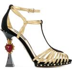 Sandales de créateur Dolce & Gabbana Dolce noires en cuir à bouts ouverts Pointure 39 pour femme 