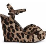 Sandales de créateur Dolce & Gabbana Dolce marron à effet léopard en cuir à bouts ouverts Pointure 37 pour femme 