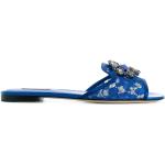Sandales de créateur Dolce & Gabbana Dolce bleues en cuir en cuir à bouts ouverts Pointure 40,5 pour femme 