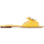 Sandales plates de créateur Dolce & Gabbana Dolce jaunes à bouts ouverts Pointure 40,5 pour femme 
