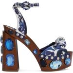 Sandales à talons de créateur Dolce & Gabbana Dolce bleues à bouts ouverts Pointure 40 pour femme 
