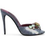 Sabots à talon de créateur Dolce & Gabbana Dolce gris en denim Pointure 39 look fashion pour femme 