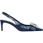 Escarpins à brides de créateur Dolce & Gabbana Dolce bleus en tissu Pointure 38 avec un talon jusqu'à 3cm pour femme 