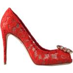 Escarpins de créateur Dolce & Gabbana Dolce rouges en cuir à bout ouvert Pointure 39 pour femme 