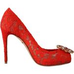 Escarpins de créateur Dolce & Gabbana Dolce rouges en dentelle Pointure 36 pour femme 