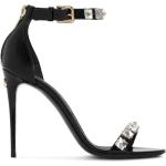 Sandales à talons de créateur Dolce & Gabbana Dolce noires en cuir à talons aiguilles à bouts ouverts à fermetures éclair Pointure 40 pour femme 