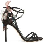 Sandales à talons de créateur Dolce & Gabbana Dolce noires en cuir à motif papillons à bouts ronds à boucles Pointure 40 pour femme 