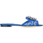 Sleepers de créateur Dolce & Gabbana Dolce bleus à fleurs en cuir à strass à bouts ouverts Pointure 40,5 look casual pour femme 