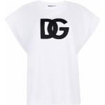 T-shirts de créateur Dolce & Gabbana Dolce blancs en jersey à mancherons à col rond Taille XS pour femme 