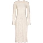 Robes fleuries de créateur Dolce & Gabbana Dolce blanc crème à fleurs en dentelle mi-longues à manches longues à col rond Taille XS pour femme 