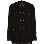 Vestes longues de créateur Dolce & Gabbana Dolce noires en coton mélangé à franges à manches longues à col rond Taille XS pour femme 