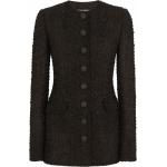 Vestes longues de créateur Dolce & Gabbana Dolce noires en tweed à manches longues à col rond Taille XS pour femme 