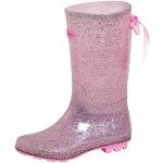 Dolcis Rose Paillettes Filles Bottes de Pluie avec Noeud Ruban Bottes de Pluie pour Femmes Dames Bottes de Pluie Chaussures de Pluie Neige, Rose, 38 EU