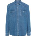 Chemises en jean Dondup bleues en denim à manches longues classiques pour homme 